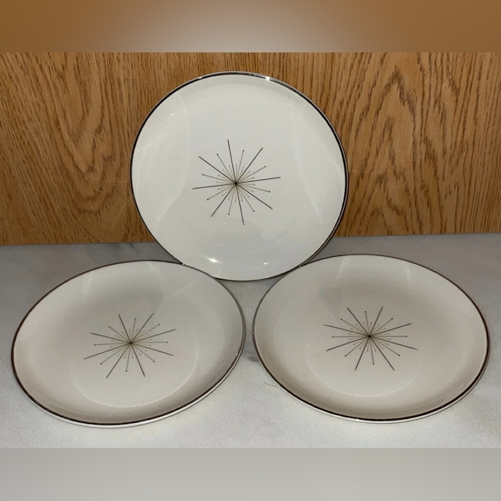 3 - Mid Century Modern Atomic Starburst 6 3/4 Inch Plates
